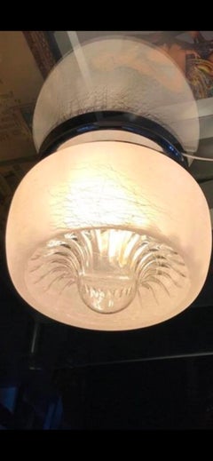 Plafoniera Mazzega Murano in vetro con struttura cromata, Italia, 1970