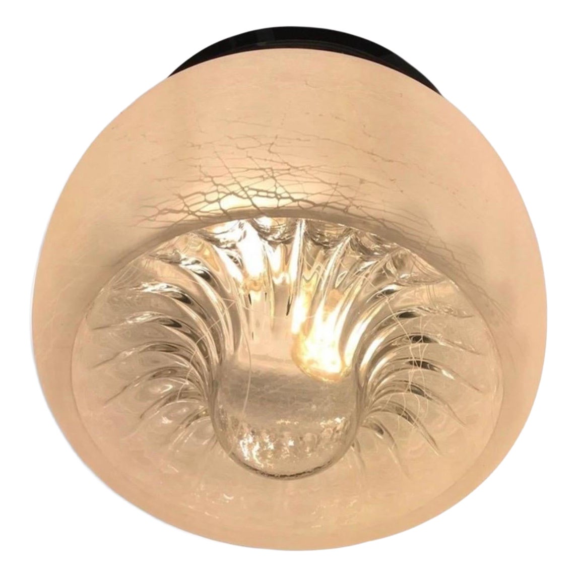 Mazzega ceiling light Glass Murano with Chrome Structure, Italy, 1970
