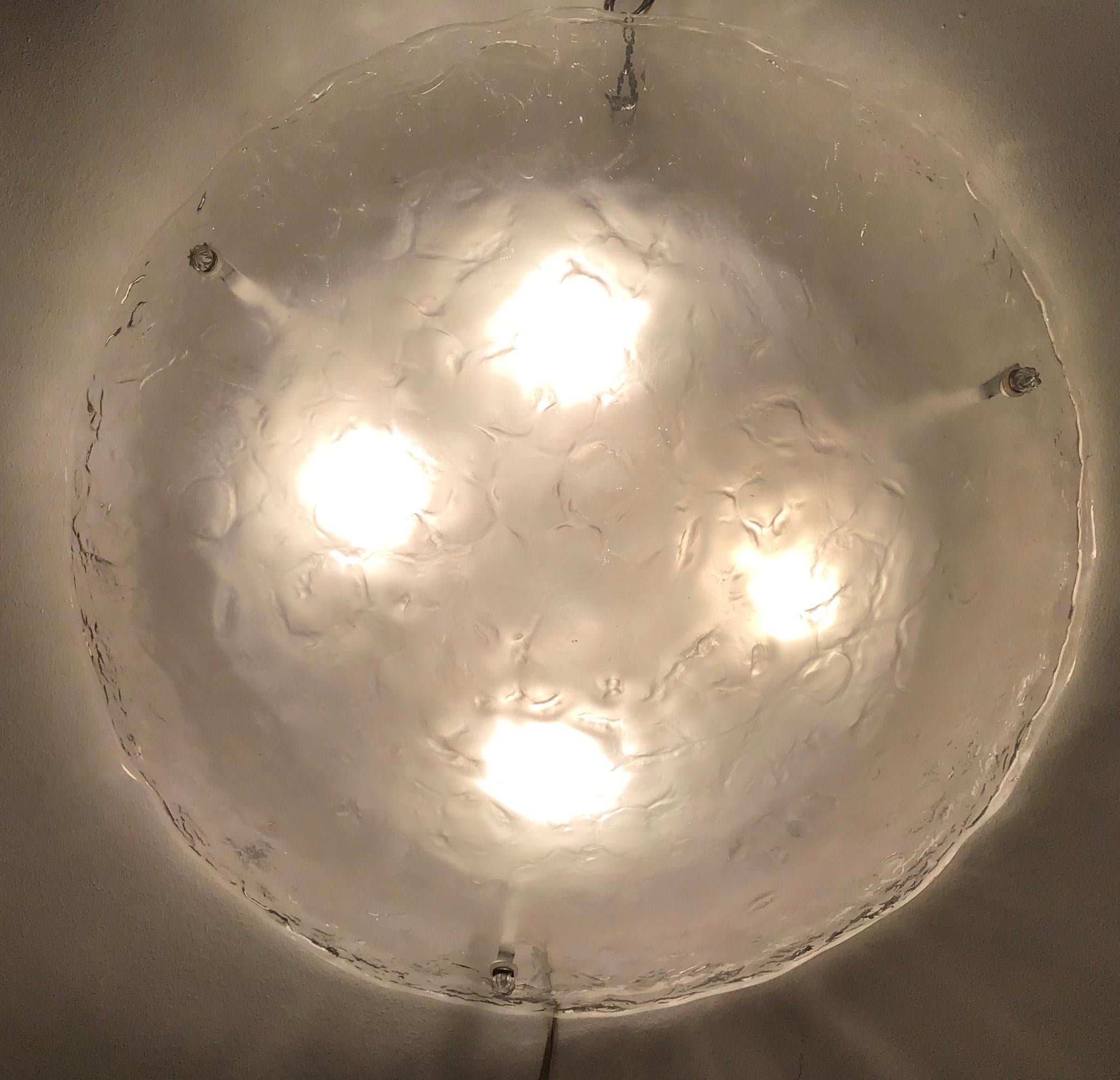 Autre Lampe ceilling/lampe à suspension Mazzega en métal et verre de Murano, 1970, Italie  en vente