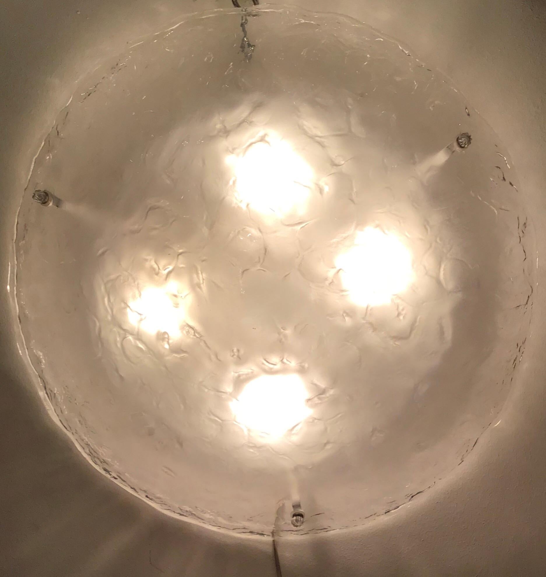 Lampe ceilling/lampe à suspension Mazzega en métal et verre de Murano, 1970, Italie  en vente 1