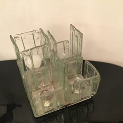 Mazzega Ceilling Light/Tischlampe Murano Glas Metall Crom, 1965, Italien