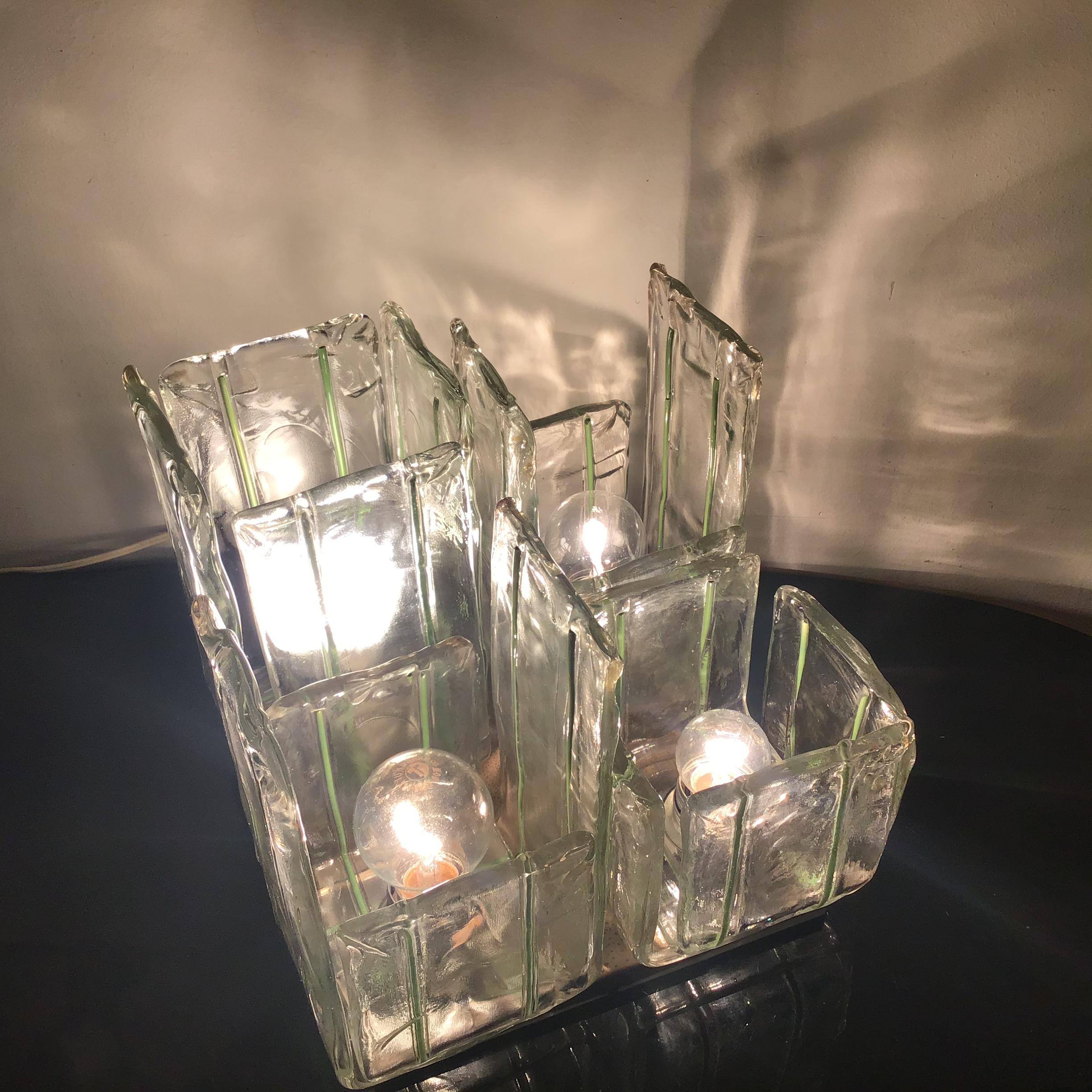 Lampe ceilling/Lampe de table en verre de Murano, 1965, Italie Excellent état - En vente à Milano, IT