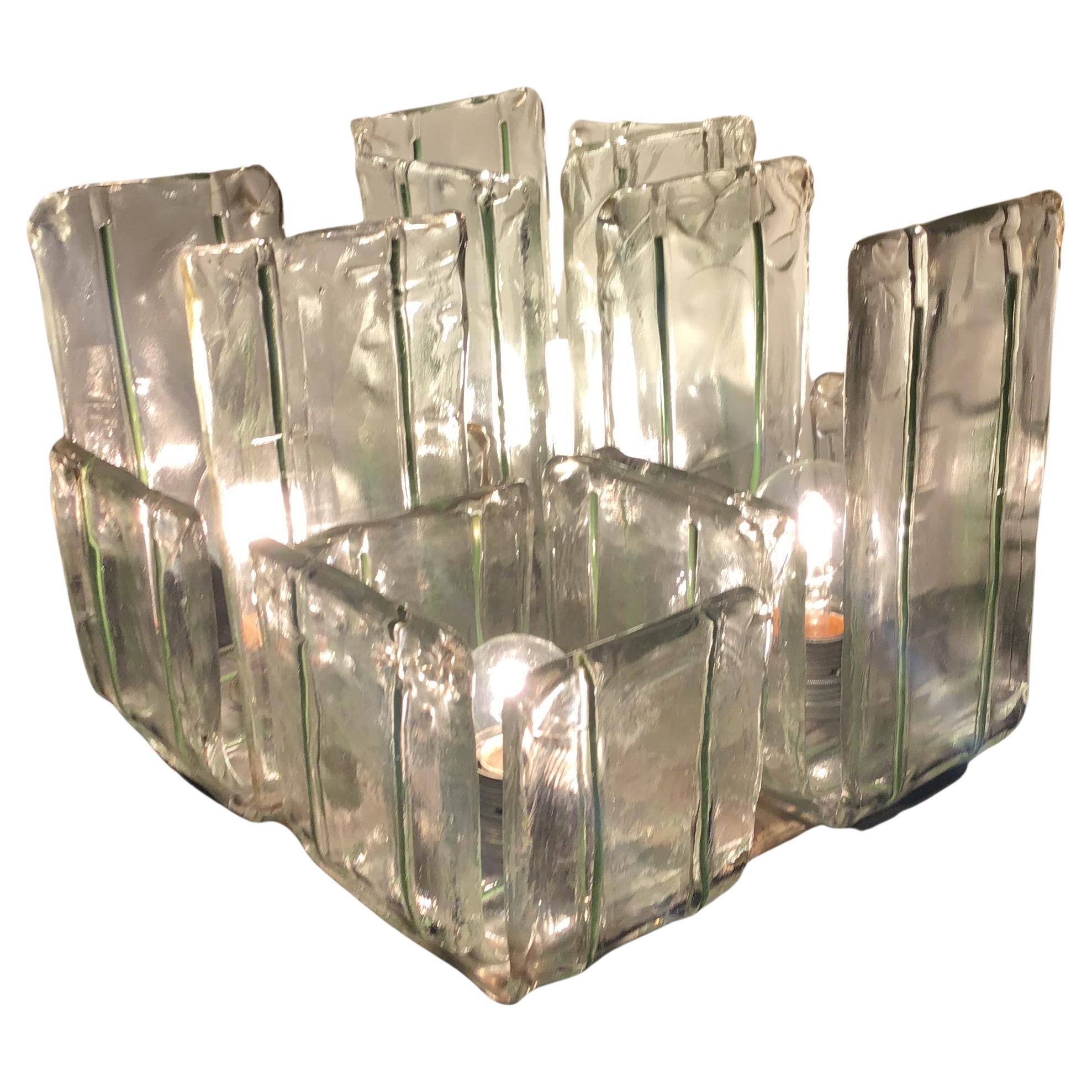 Mazzega Ceilling Light/Tischlampe Murano Glas Metall Crom, 1965, Italien