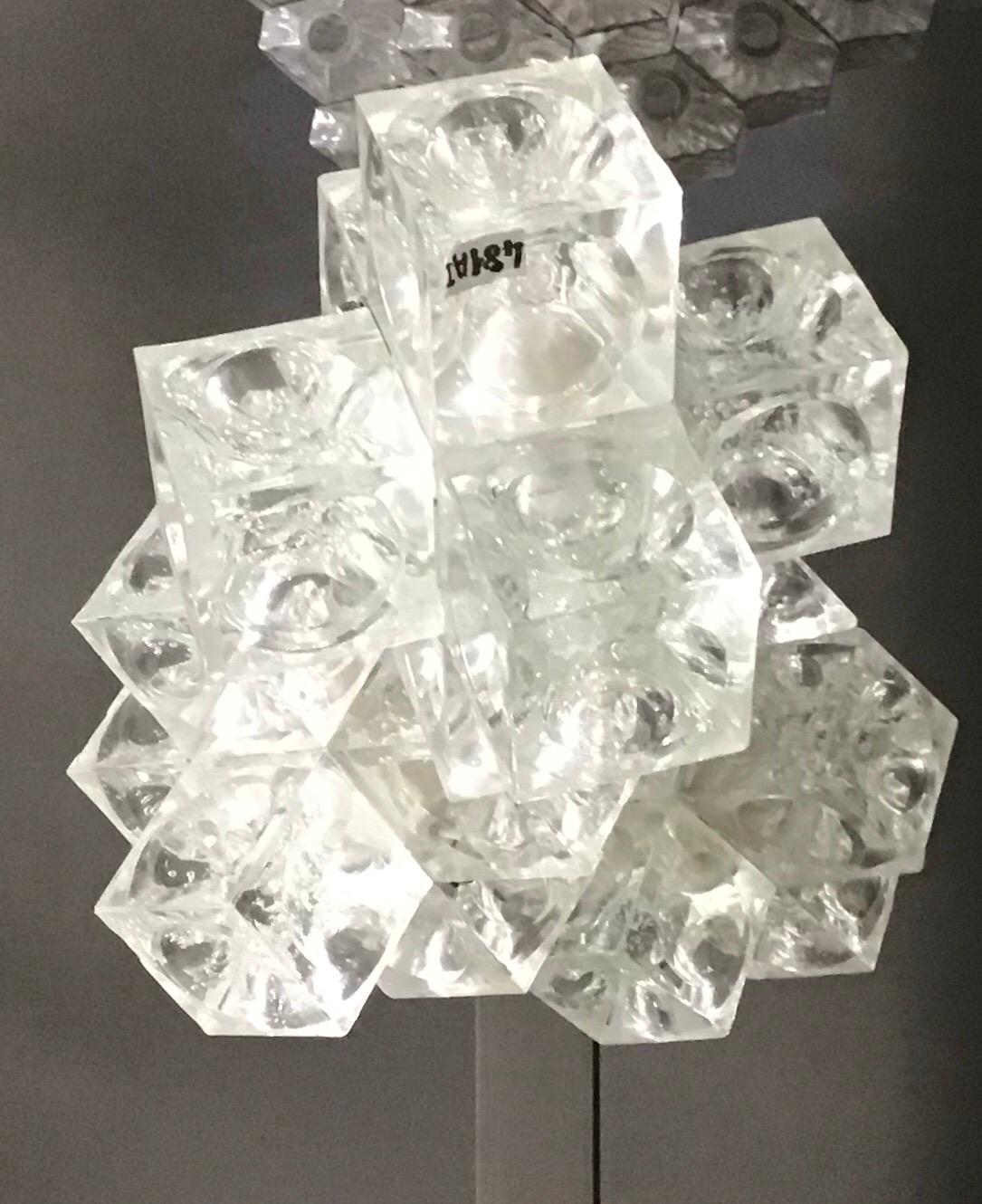 Mazzega Chandelier “Cube” Murano Glass 1965 Italy For Sale 6