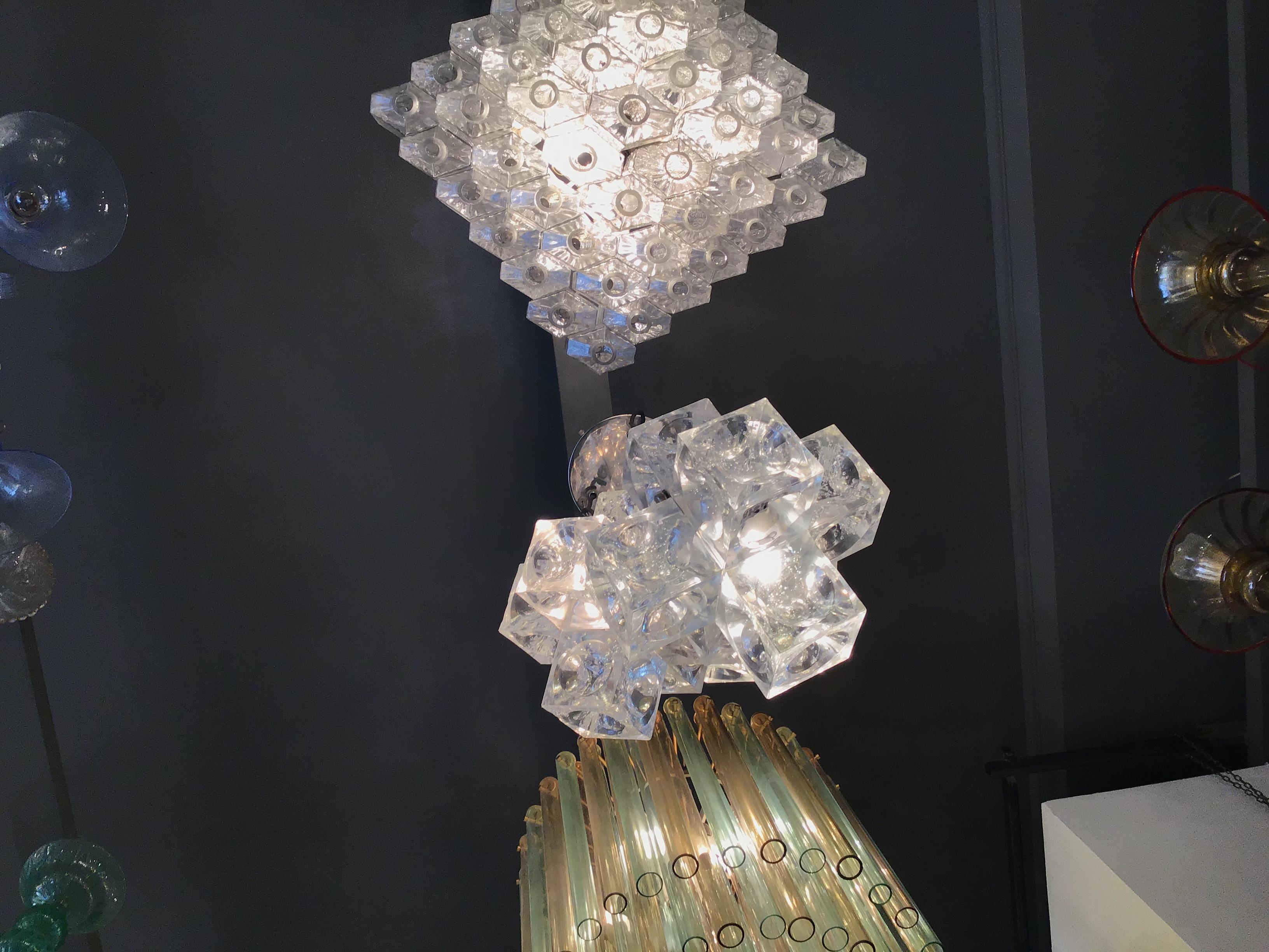 Mazzega Chandelier “Cube” Murano Glass 1965 Italy For Sale 10