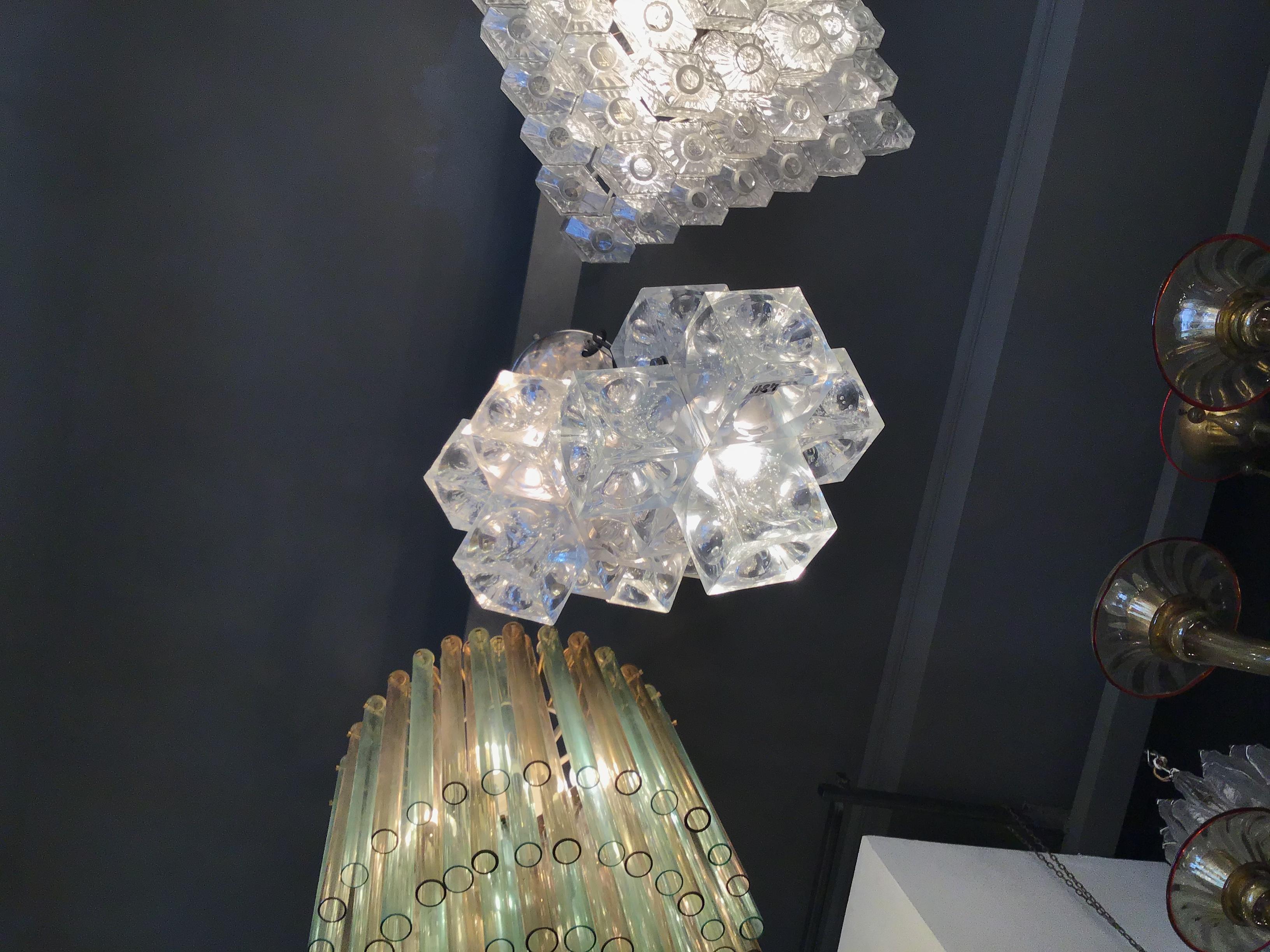 Mazzega Chandelier “Cube” Murano Glass 1965 Italy For Sale 12