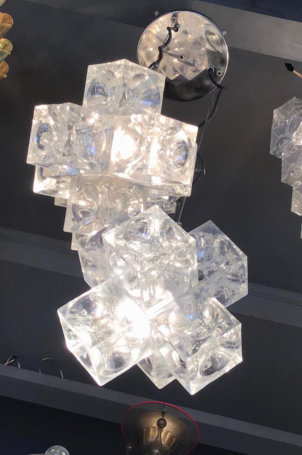 Mazzega Chandelier “Cube” Murano Glass 1965 Italy For Sale 13