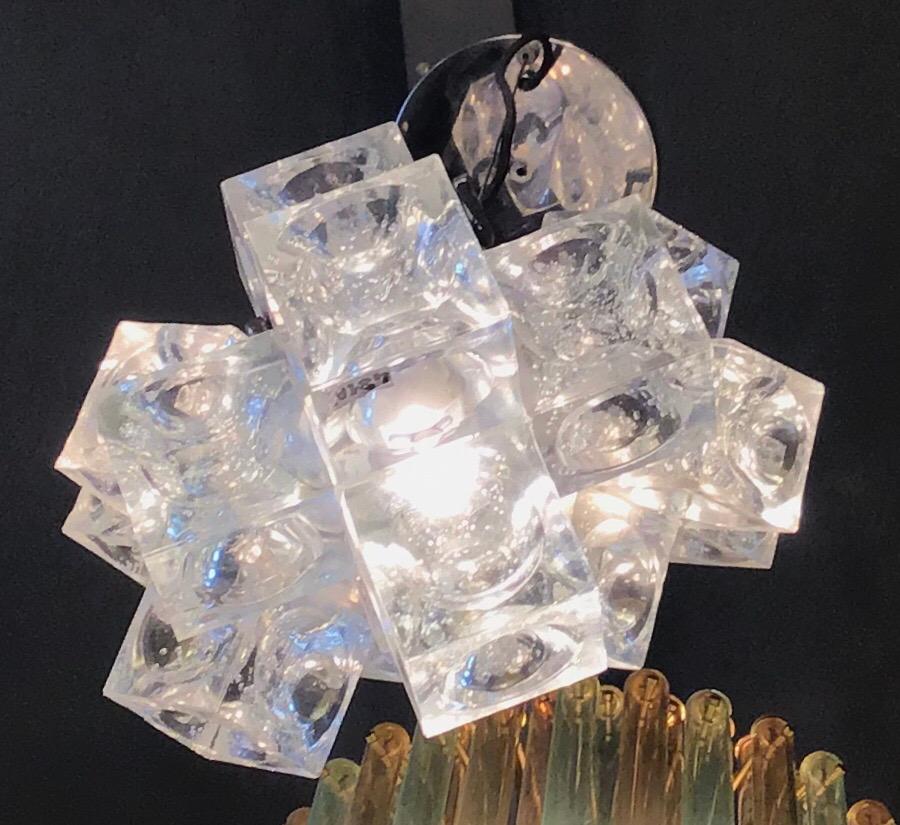 Italian Mazzega Chandelier “Cube” Murano Glass 1965 Italy For Sale