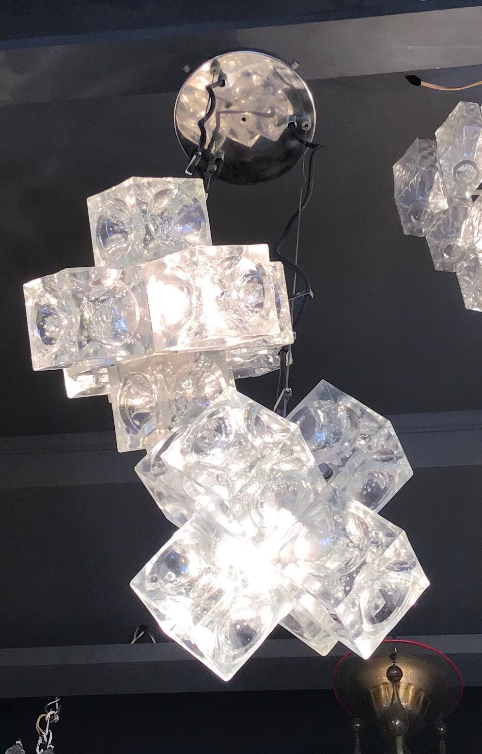 Mid-20th Century Mazzega Chandelier “Cube” Murano Glass 1965 Italy For Sale