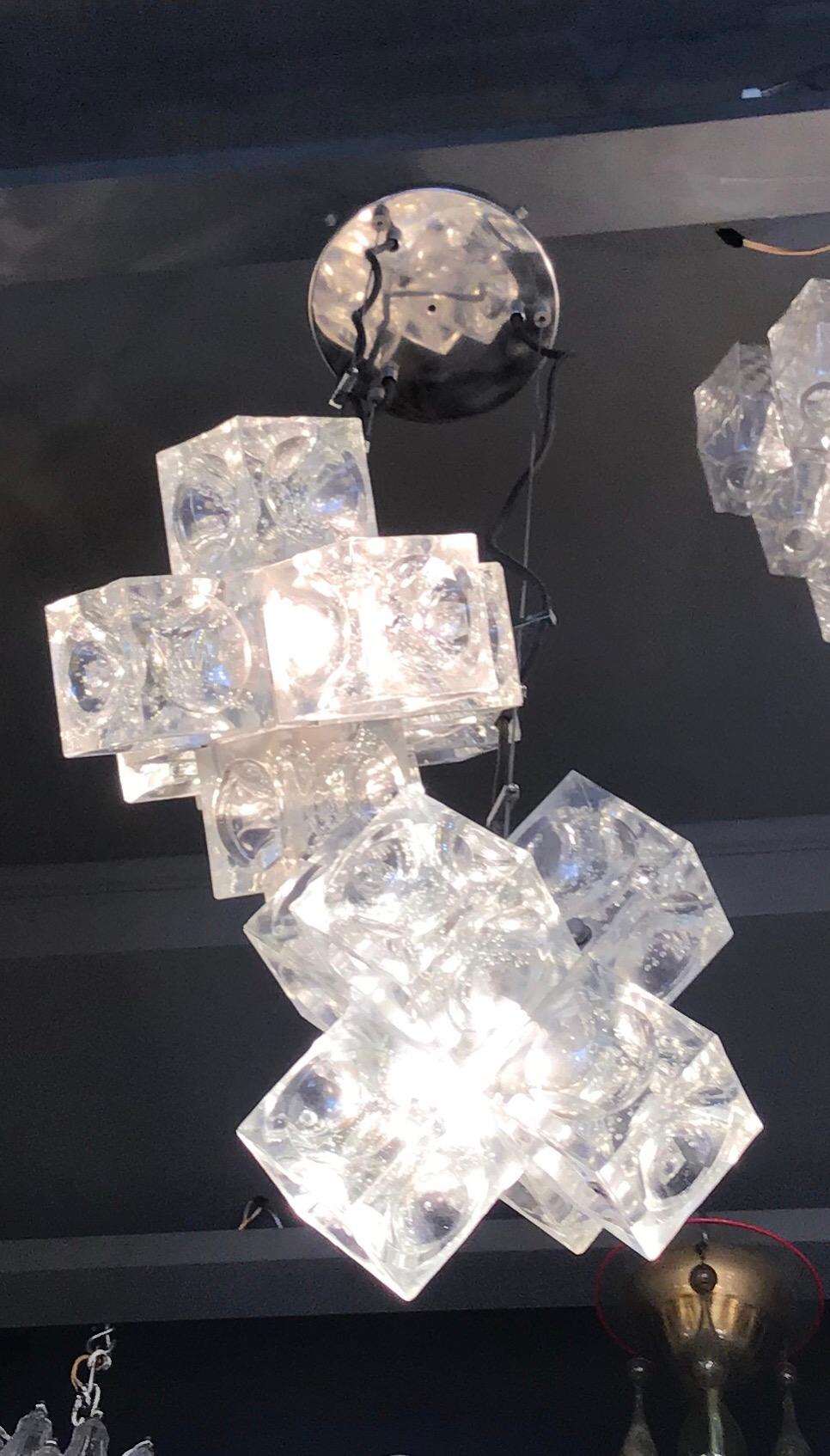 Mazzega Chandelier “Cube” Murano Glass 1965 Italy For Sale 1
