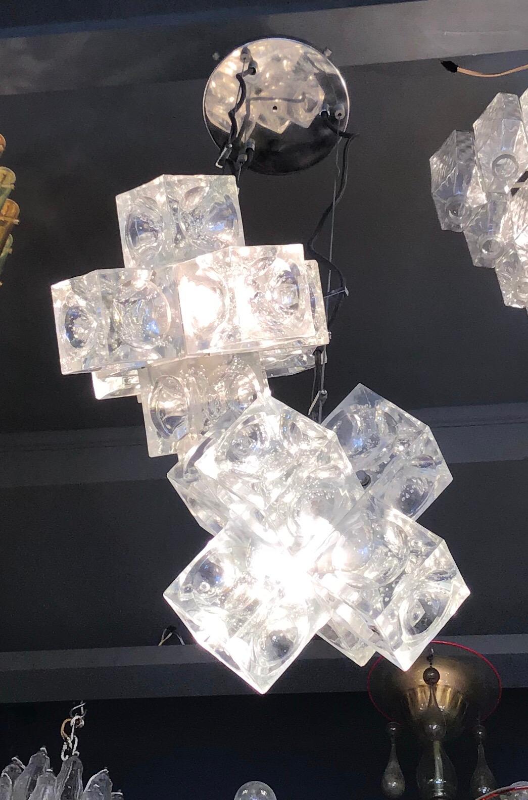 Mazzega Chandelier “Cube” Murano Glass 1965 Italy For Sale 2