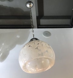 Lustre Mazzega en verre de Murano chromé à taches de fleurs, 1960