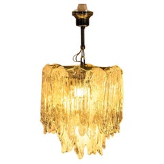 Mazzega Chandelier in Ghiaccio Murano Glass, Italy 1950s