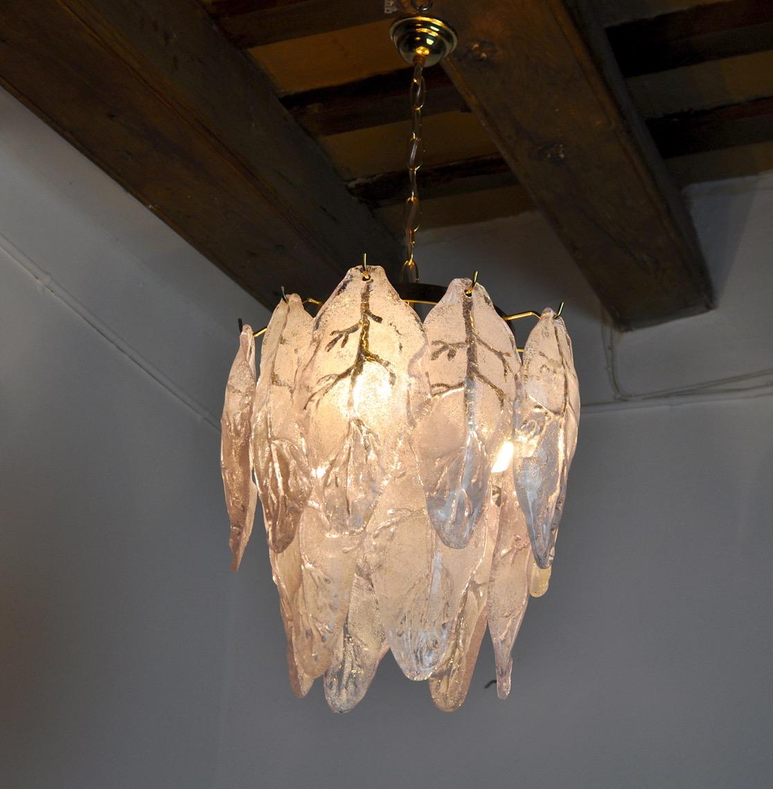 Late 20th Century Mazzega Chandelier in Lila Murano Glass, Italy, 1970 For Sale
