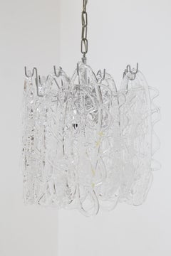 Mazzega Chandelier in Murano Glass and Steel