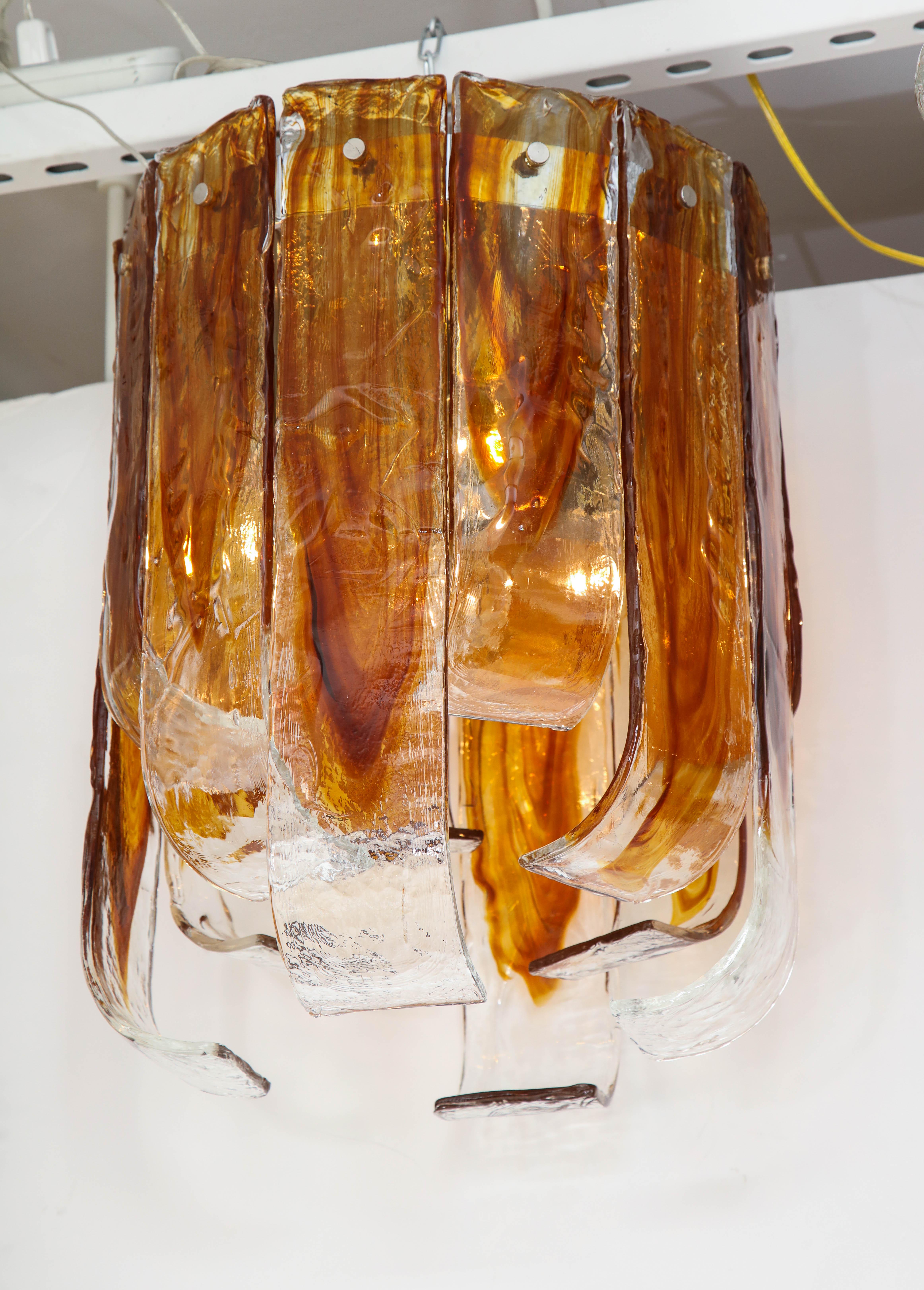 Mid-Century Modern Mazzega Clear, Amber Flush Mount For Sale