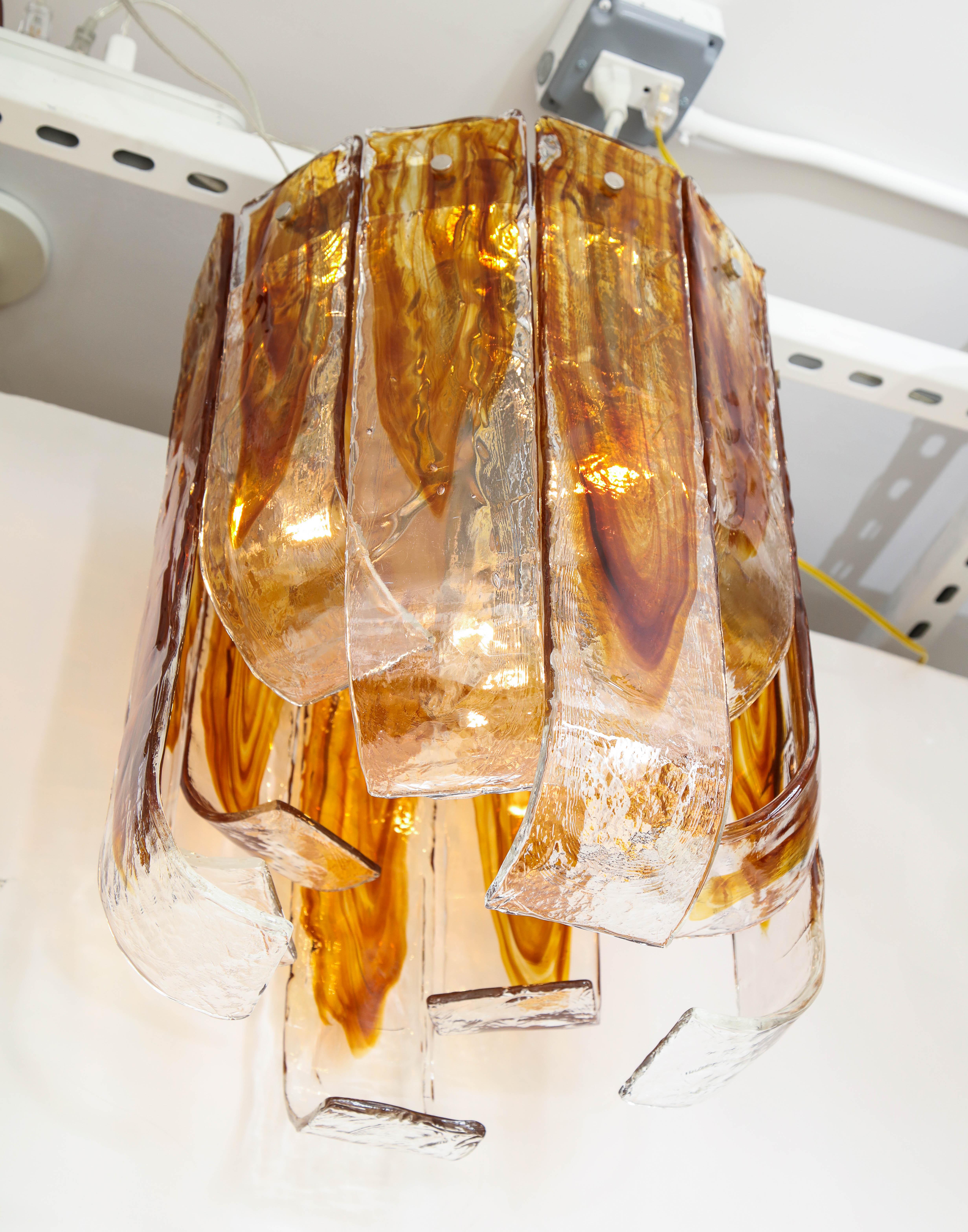 Italian Mazzega Clear, Amber Flush Mount For Sale