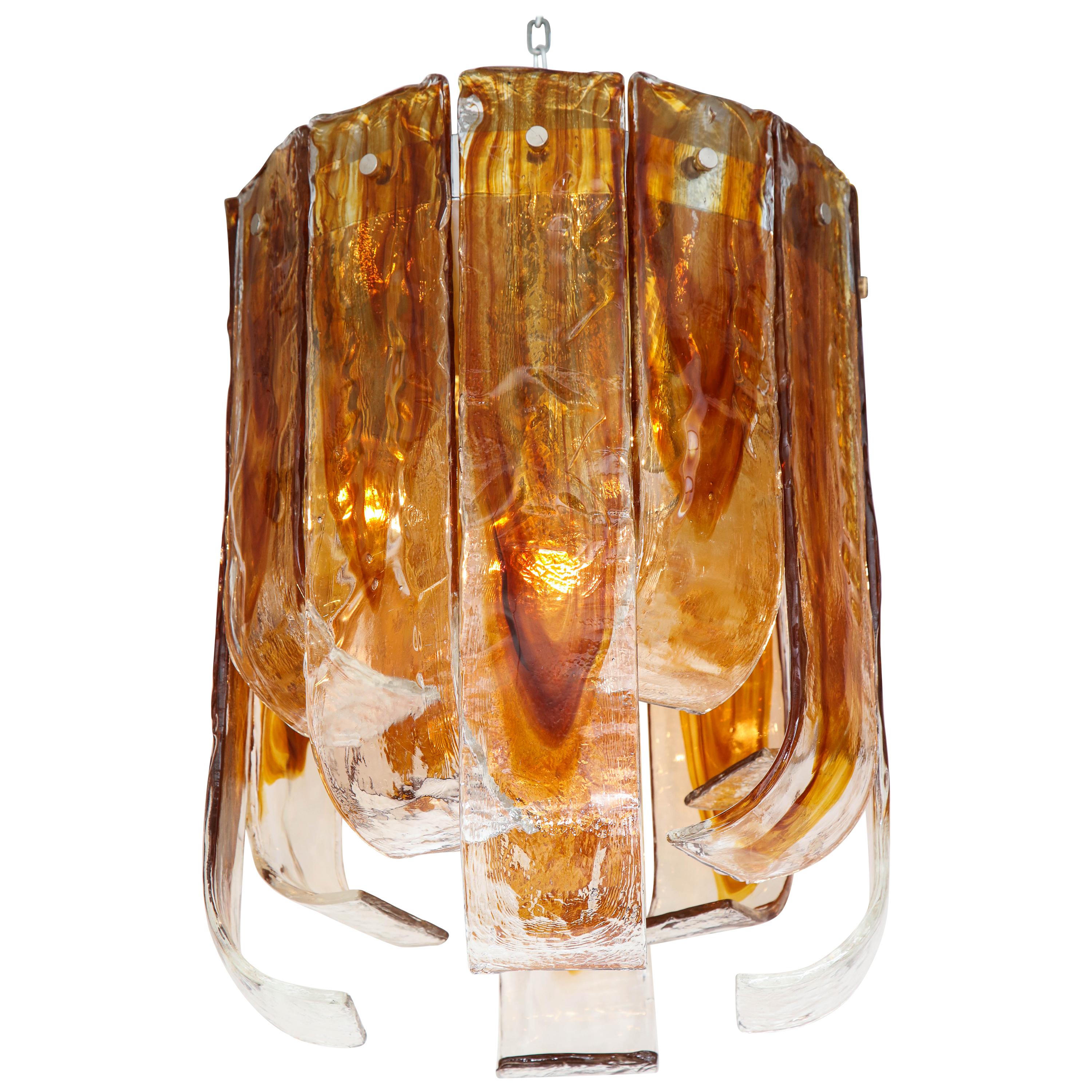 Mazzega Clear, Amber Flush Mount For Sale