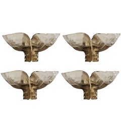Mazzega Clear and Amber Glass Sconces