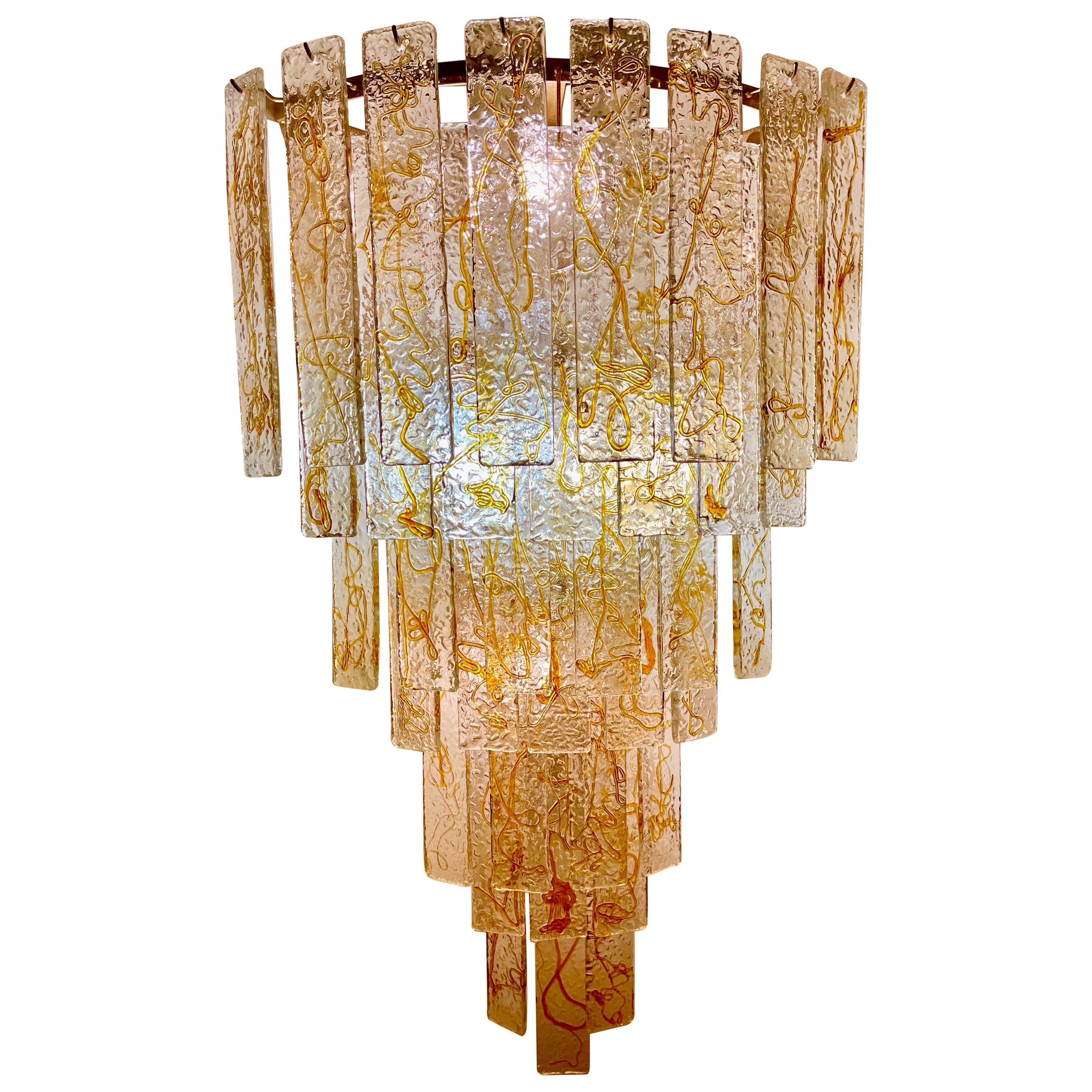 Mazzega Esquina Pared Iluminación Cristal Murano Único 130 cm, Italia 1970 en venta