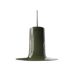 Mazzega Cylindrical Green Murano Glass Italian Suspension Lamp, 1960