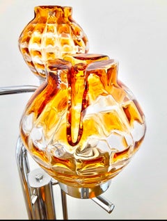 Mazzega Floor Lamp 3 Large Glass Murano Bicolor, Italy, 1970
