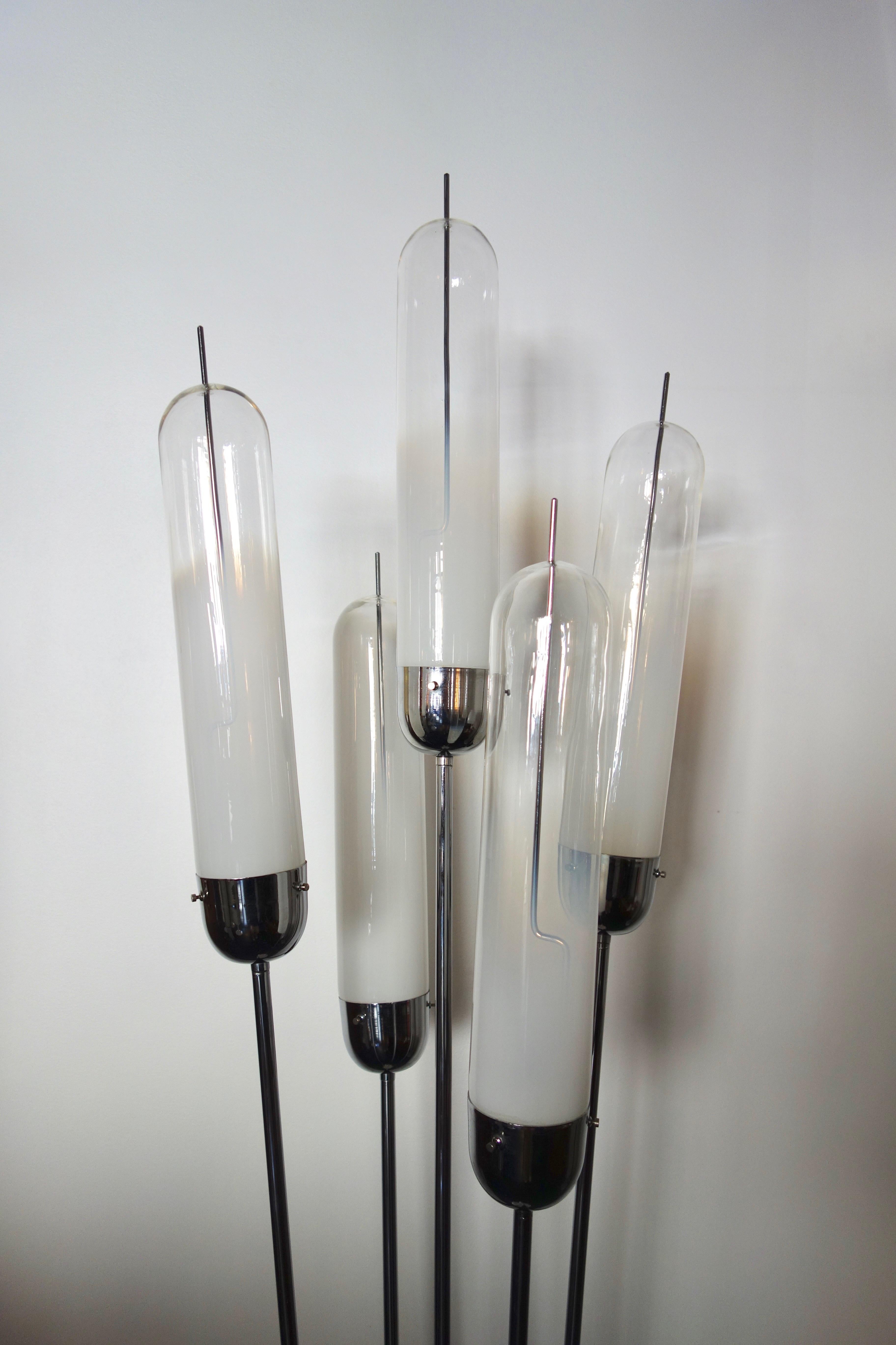 Italian Mazzega Floor Lamp Murano Glass and Chrome, Italy, 1970s For Sale