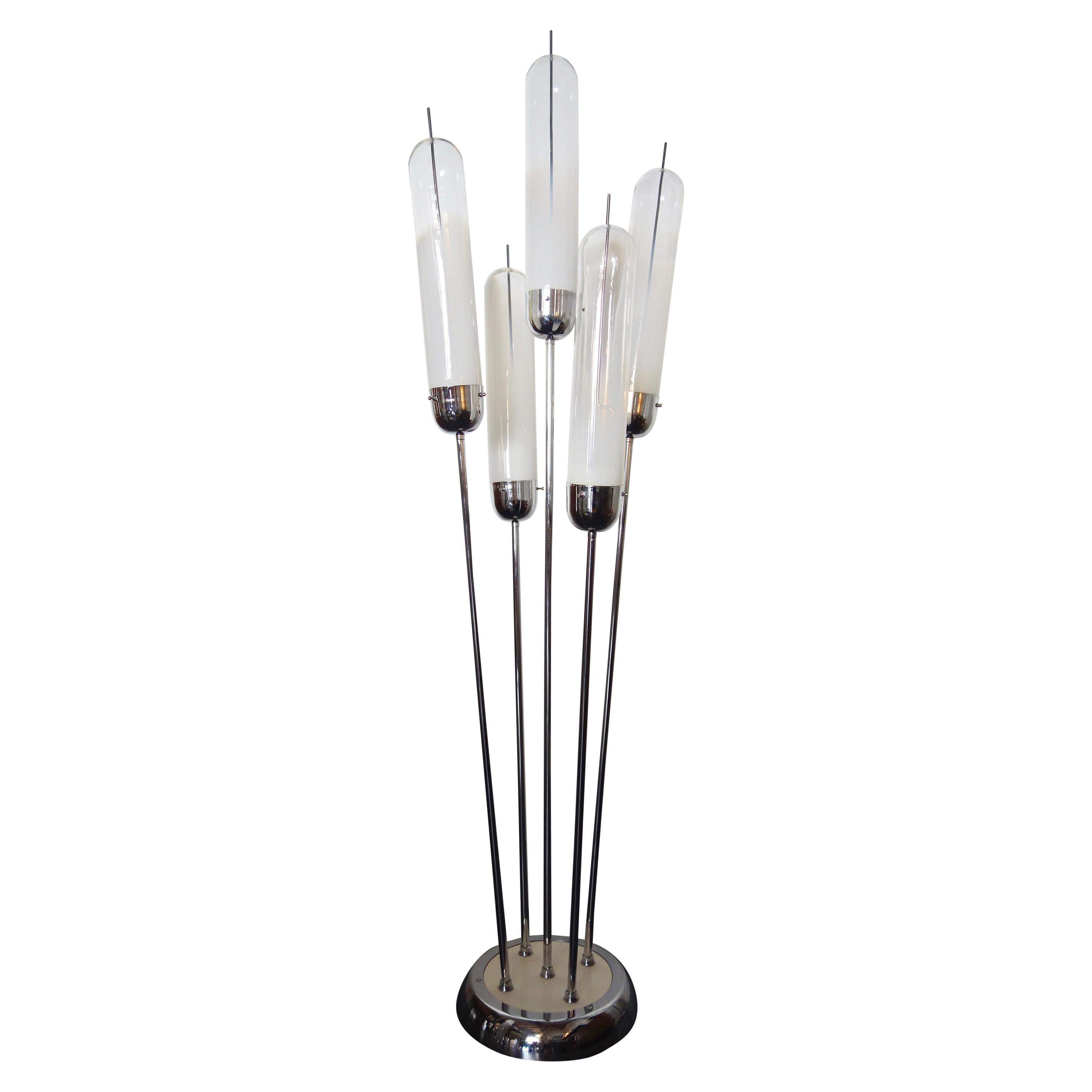 Mazzega Floor Lamp Murano Glass and Chrome, Italy, 1970s For Sale