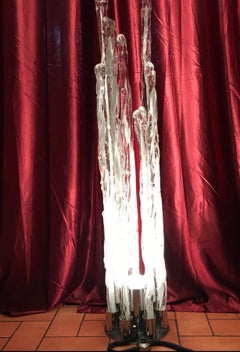 Mazzega Floor Lamp Murano Glass Metal Crome, 1960, Italy