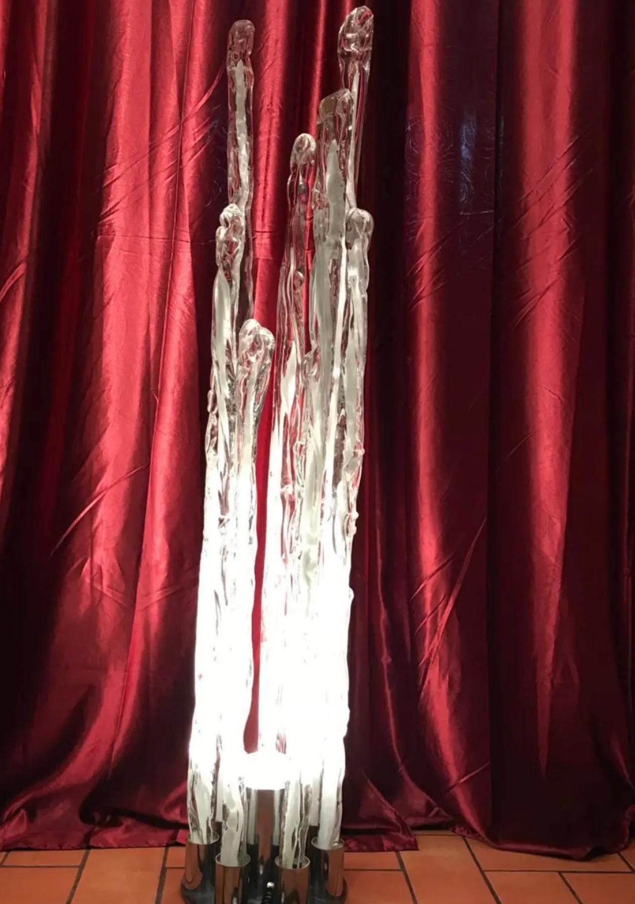 Lampadaire Mazzega en verre de Murano et métal crème, 1960, Italie Bon état - En vente à Milano, IT