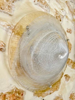 Mazzega Flush Mount oro Vetro di Murano cromo 52 cm, Italia, 1980