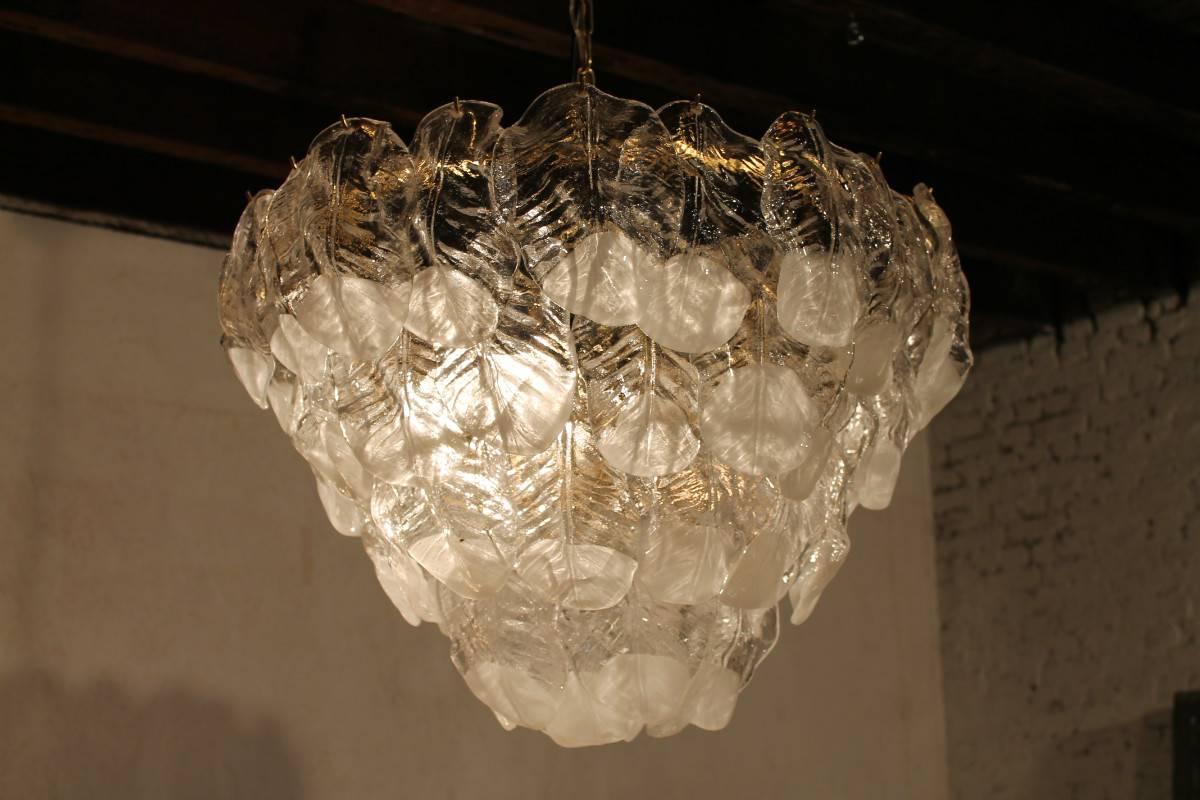 Mazzega Glass Leaf Chandelier, Italy, 1960s In Good Condition In Antwerpen, BE