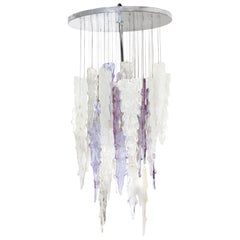 Mazzega Ice Glass Chandelier, Italy, 1970s