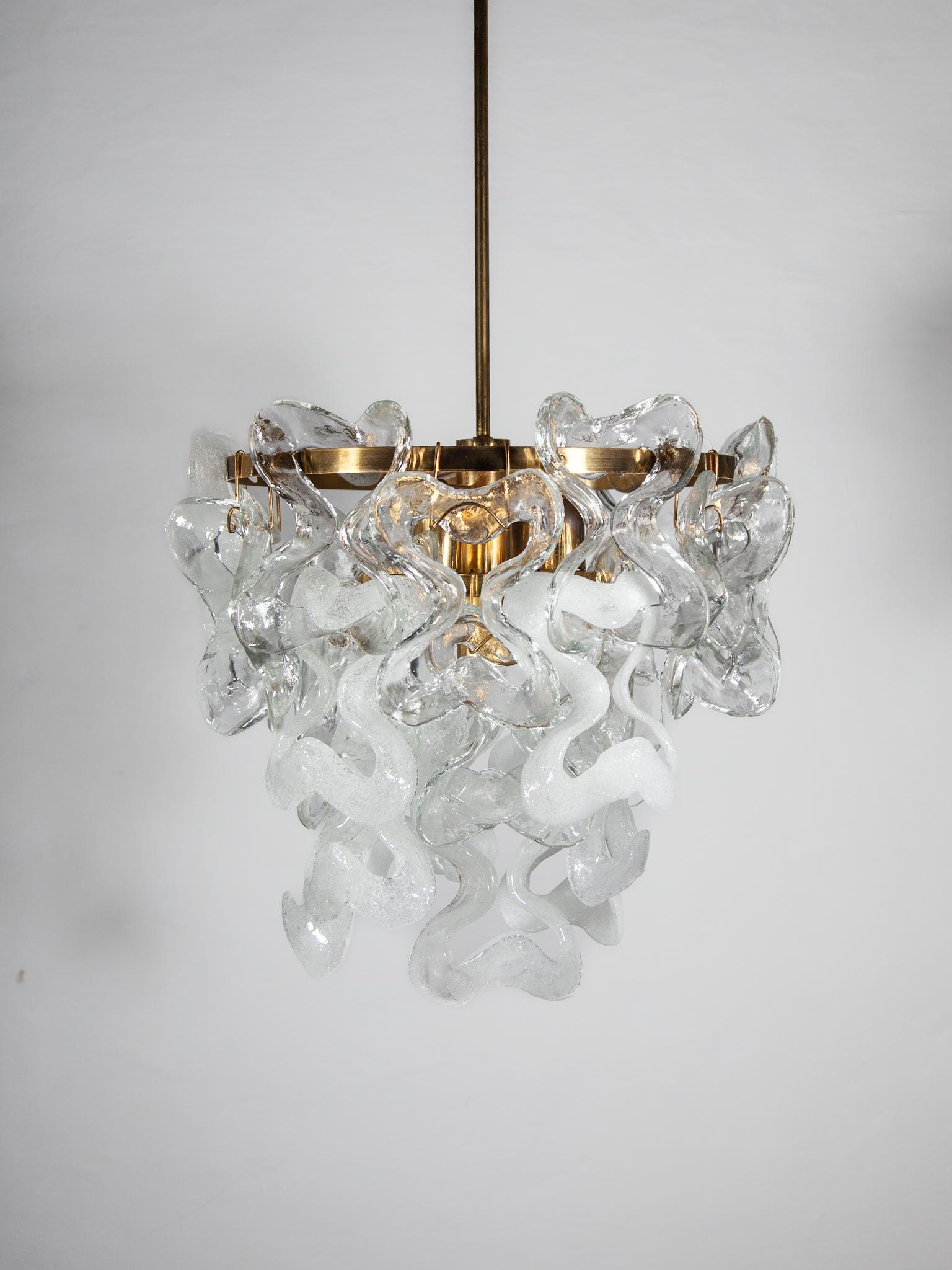 Italian Mazzega Interlocking Glass Panels Chandelier 1960s For Sale