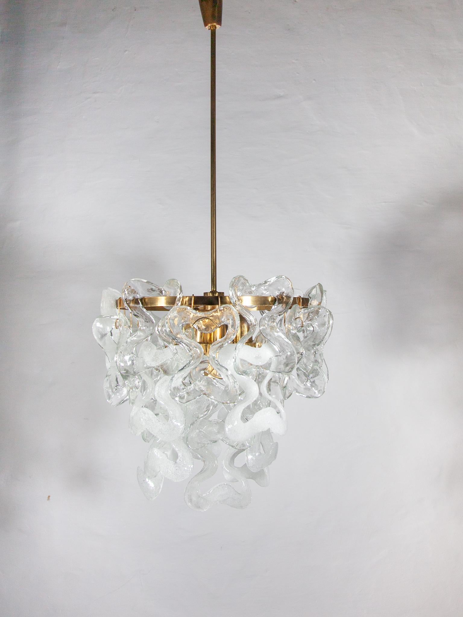 Hand-Crafted Mazzega Interlocking Glass Panels Chandelier 1960s For Sale