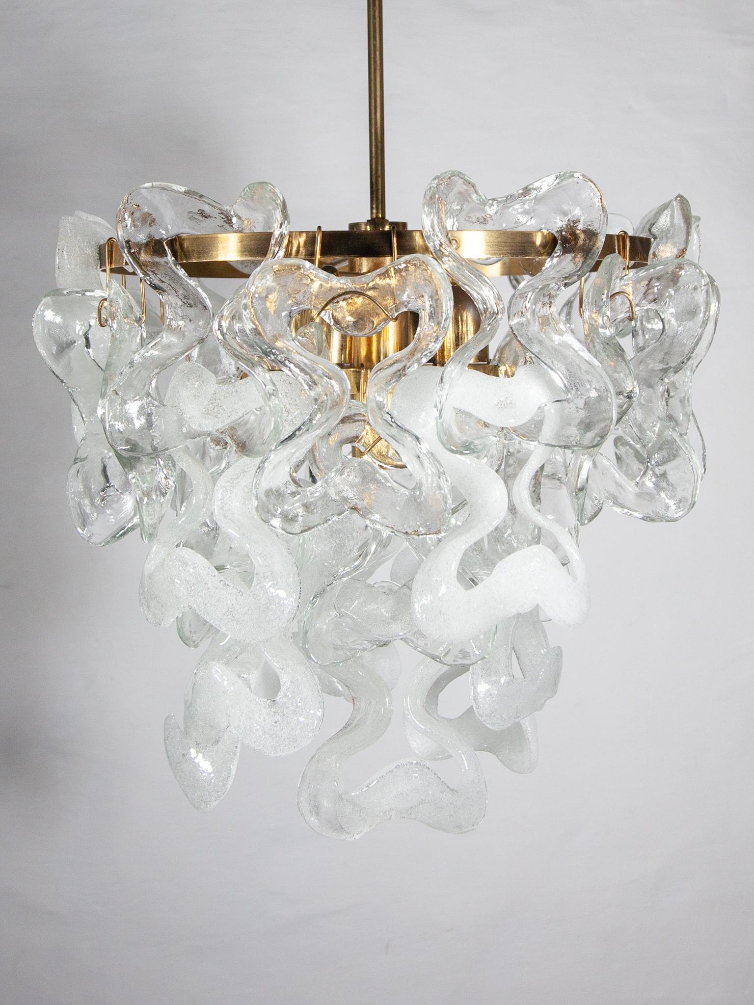 Mazzega Interlocking Glass Panels Chandelier 1960s In Good Condition For Sale In Antwerp, BE