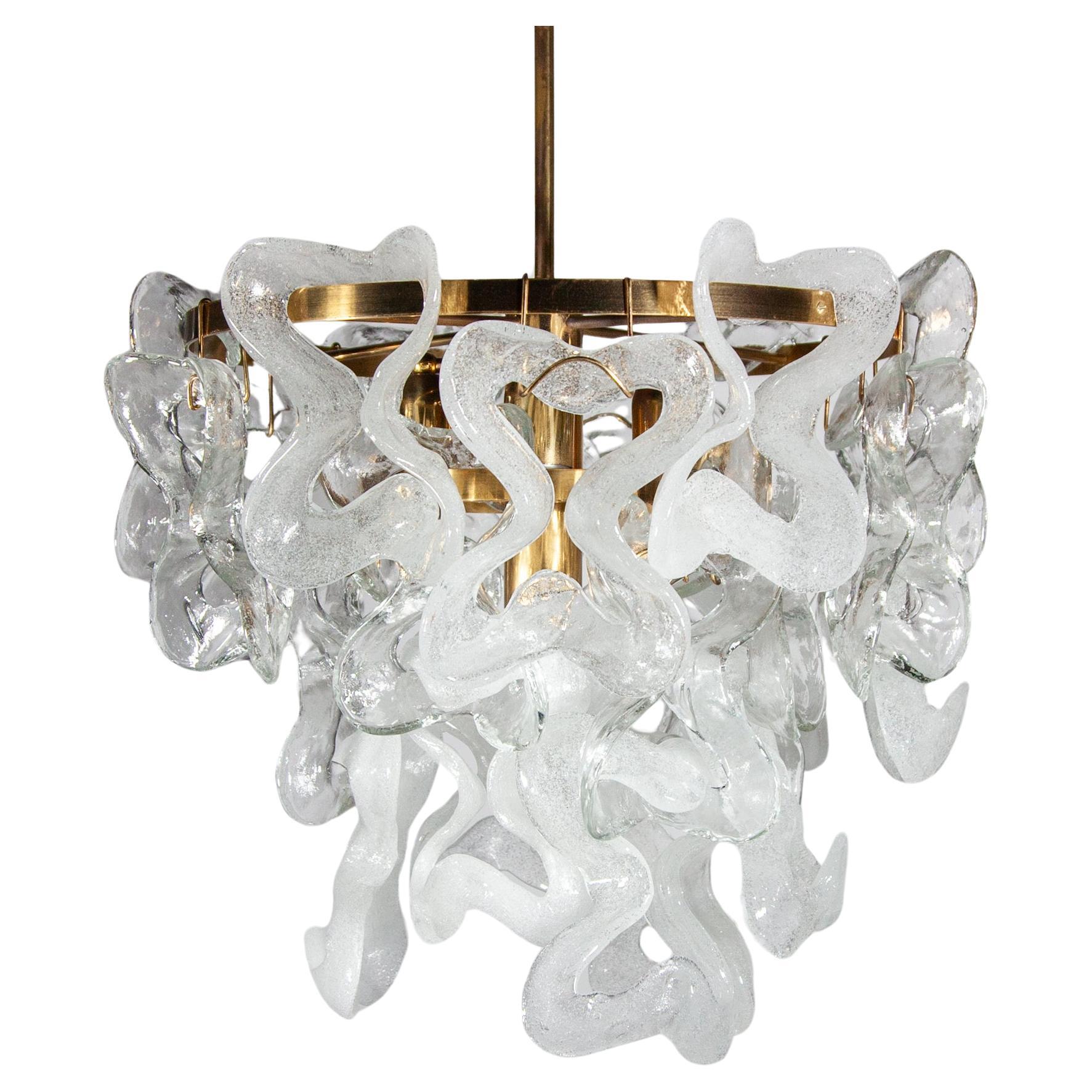 Mazzega Interlocking Glass Panels Chandelier 1960s For Sale