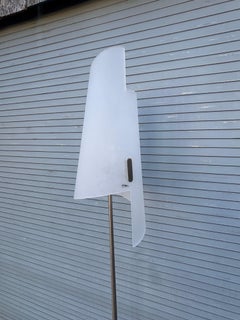 Mazzega Floor Lamp, Metal Base with Sand-Blasted Murano Shade, Italy