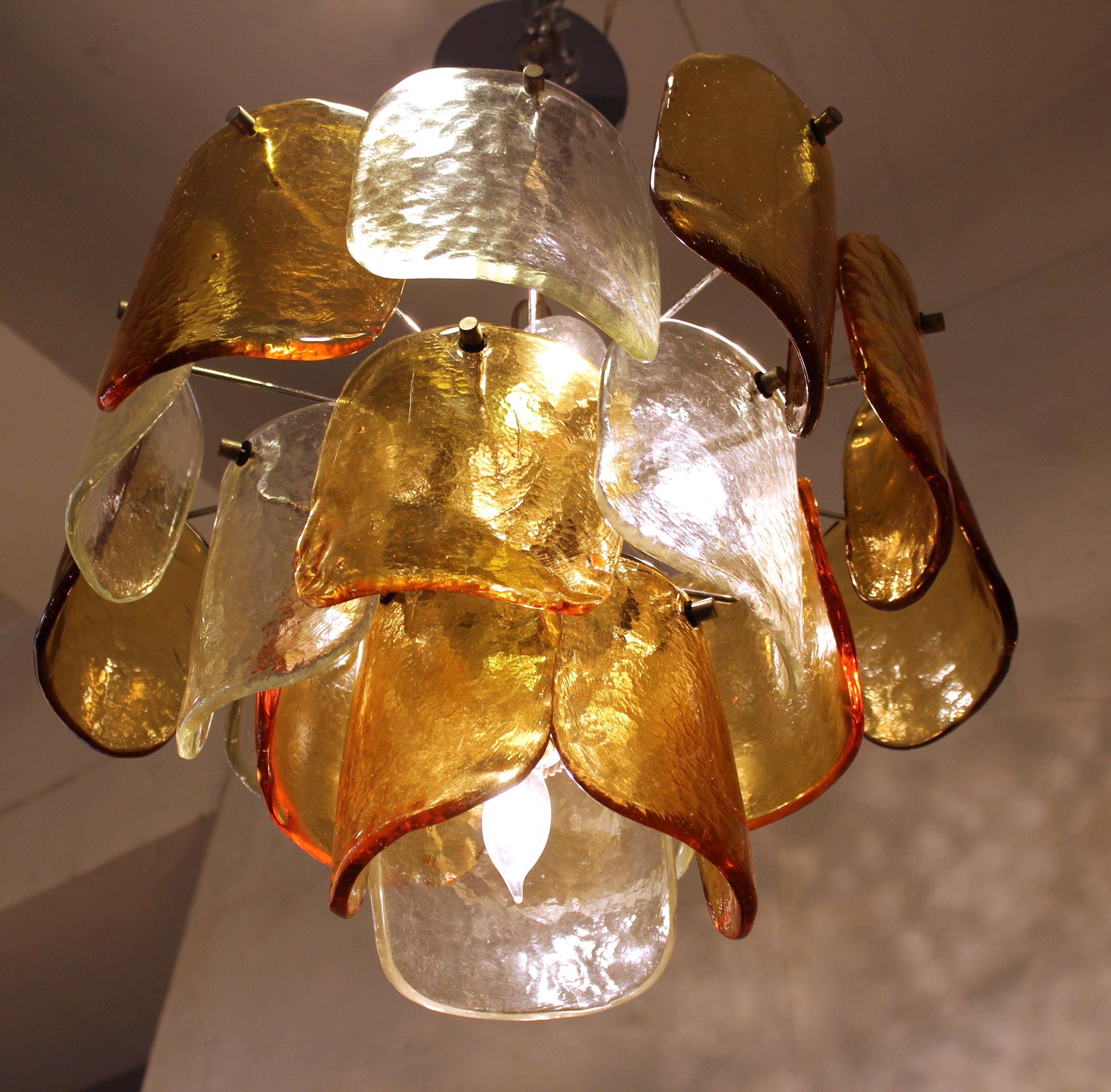 20th Century Mazzega Italian Mid-Century Modern Three-Tier Glass Chandelier