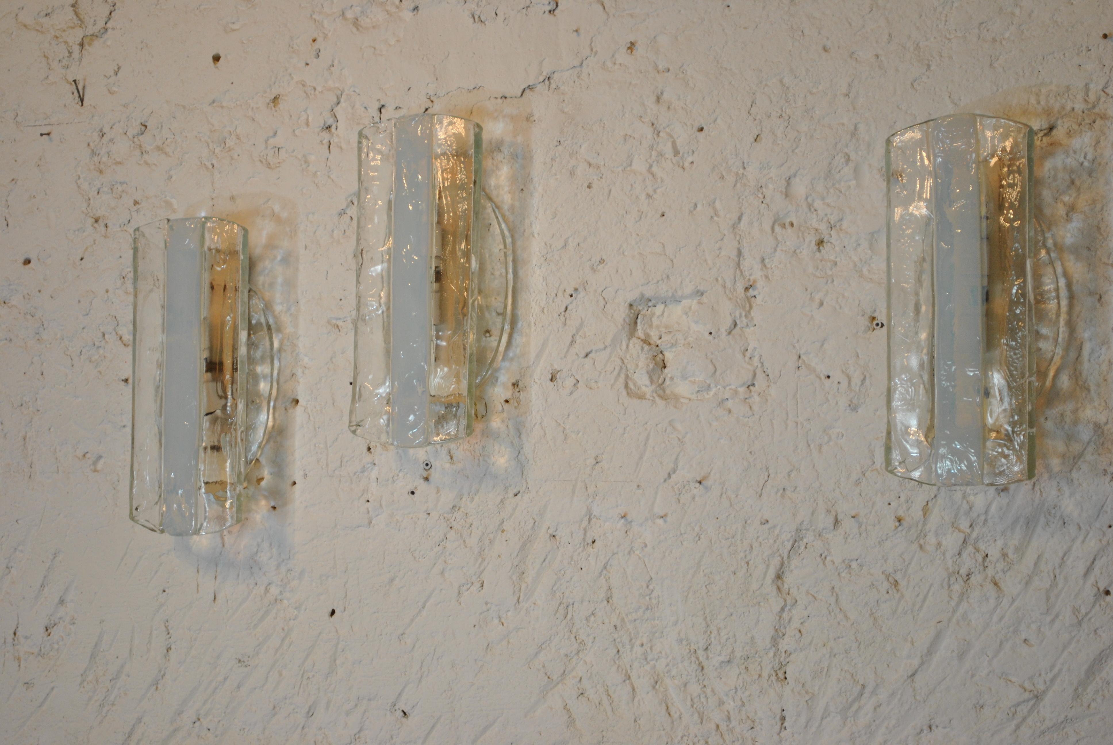 Mid-20th Century Mazzega Italian Midcentury Murano Sconces from the Late Sixties For Sale