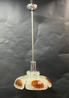 Mazzega Italian Pendant with Amber & Clear Murano Glass, 1970s