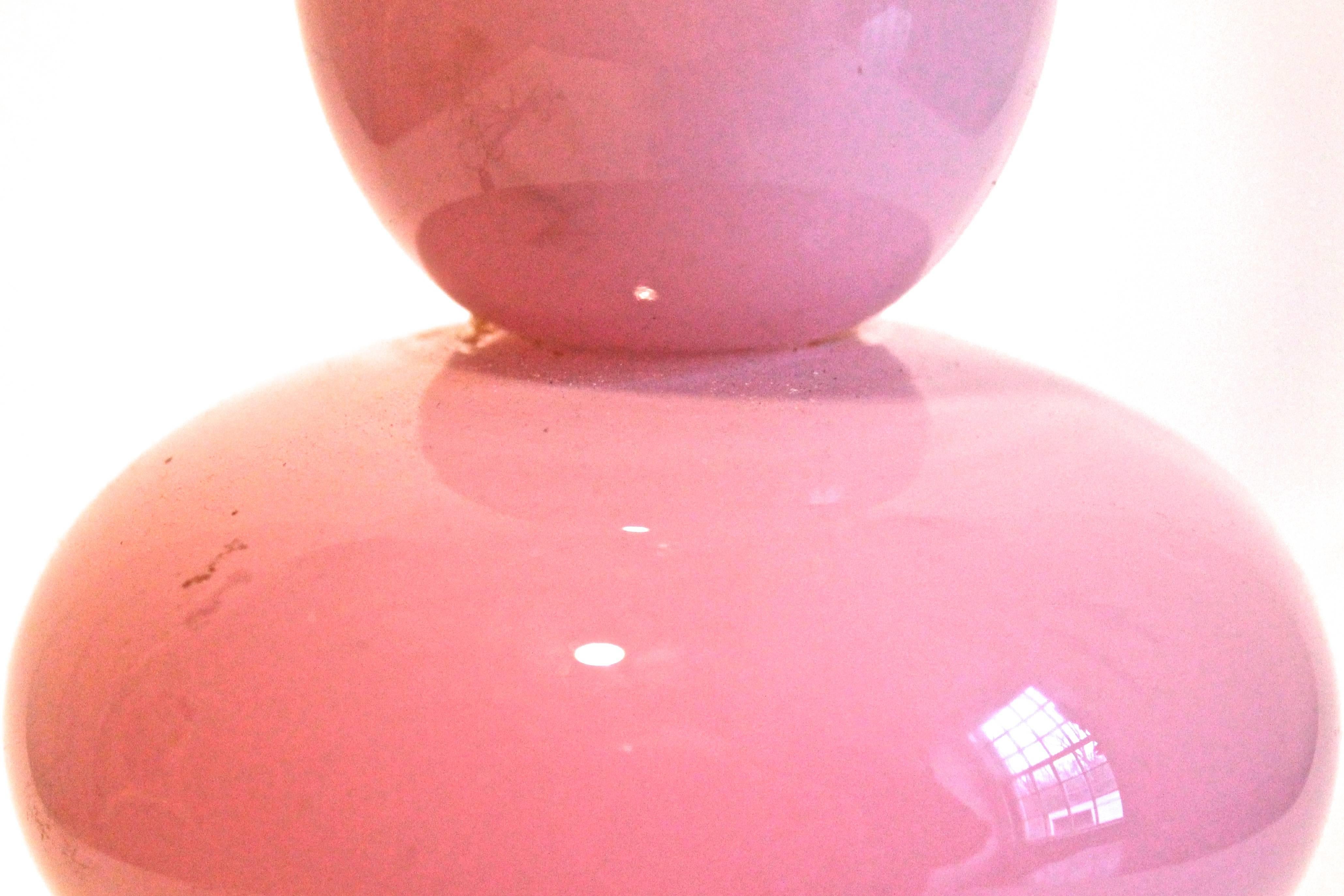 20th Century Mazzega I.V.R. Translucent Pink Glass Table Lamp For Sale