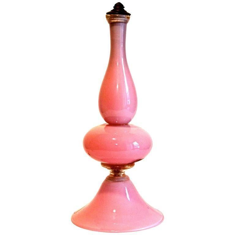 Mazzega I.V.R. Translucent Pink Glass Table Lamp