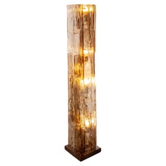 Mazzega Large Clear-Smoked Interlocking Glass Floor-lamp by Carlo Nason, 1970