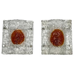 Mazzega, Mid-Century Modern Large Murano Glass Sconces, Set of Two