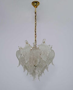 Mazzega Mid-century Modern Murano Glass Leaves Chandelier, 1970s