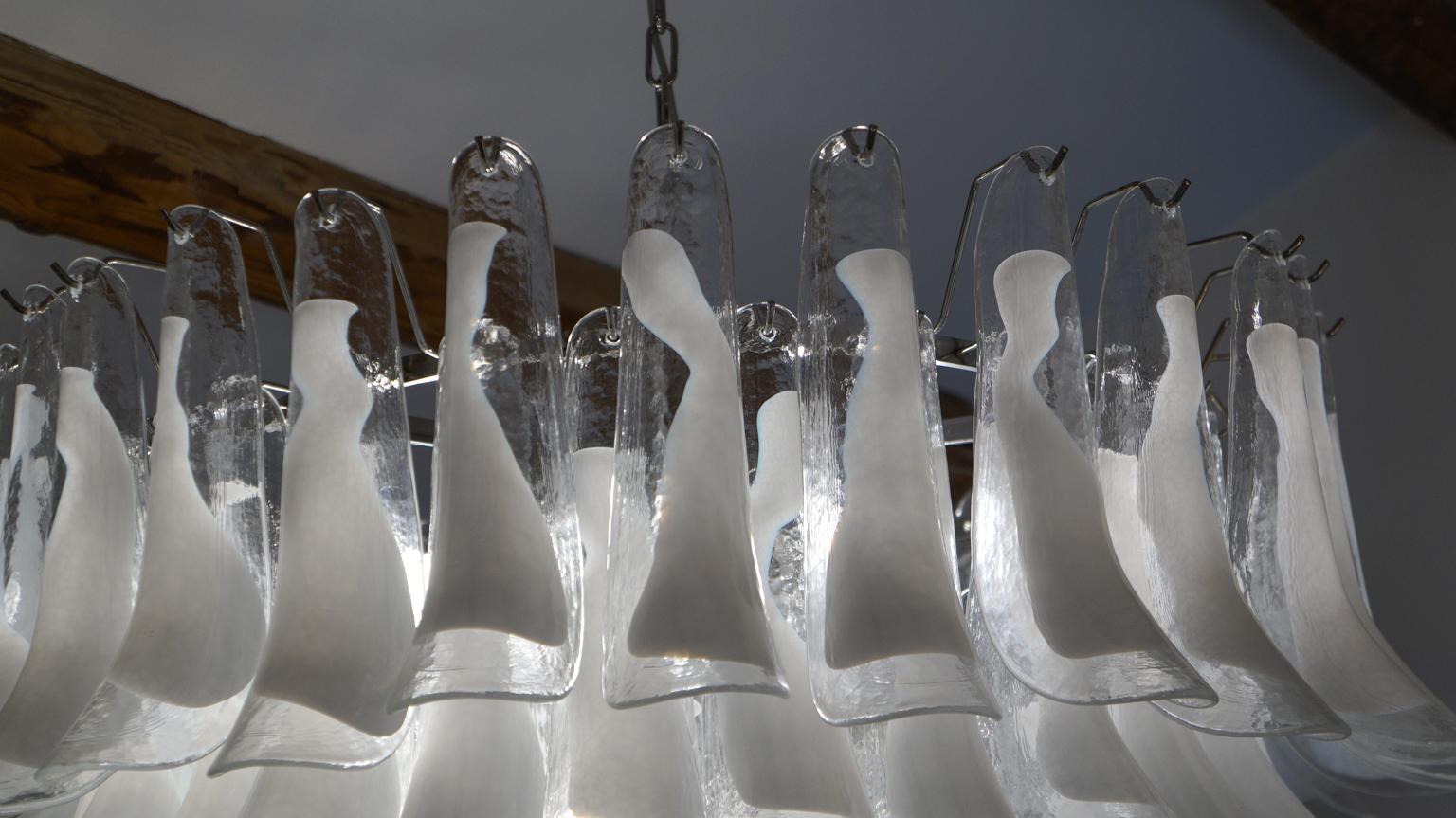 Mazzega Mid-Century Modern White Murano Glass Selle Chandelier, 1988s 6
