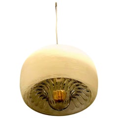 Mazzega mid-century Murano Glass Pendant Chrome Structure, 1960