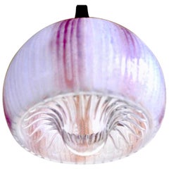 Mazzega mid-century Murano pendant purple Glass Italian chrome Structure, 1960
