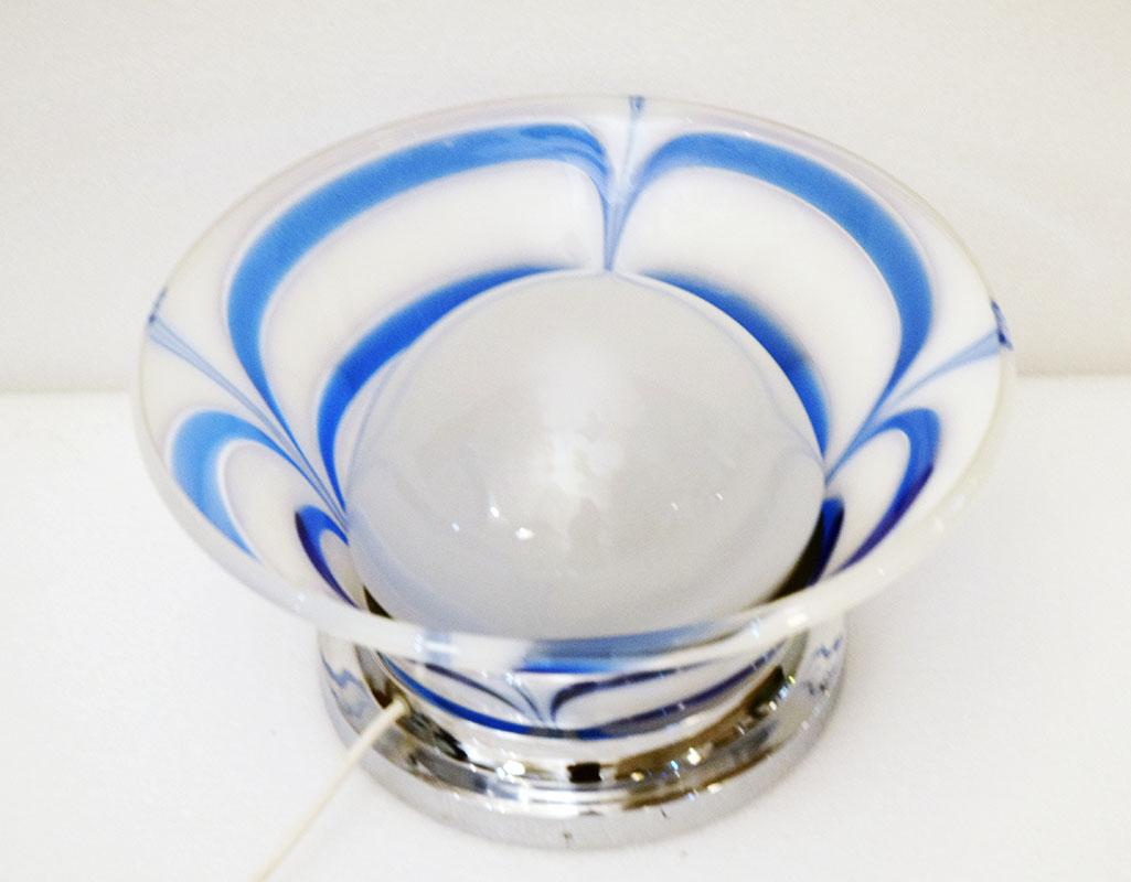 Murano Glass Mazzega Murano 70s table lamp with double glass For Sale